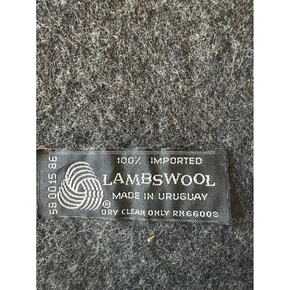Lambswool Scarf Charcoal Gray 100% Wool Made in Uruguay Fringed Winter Classic